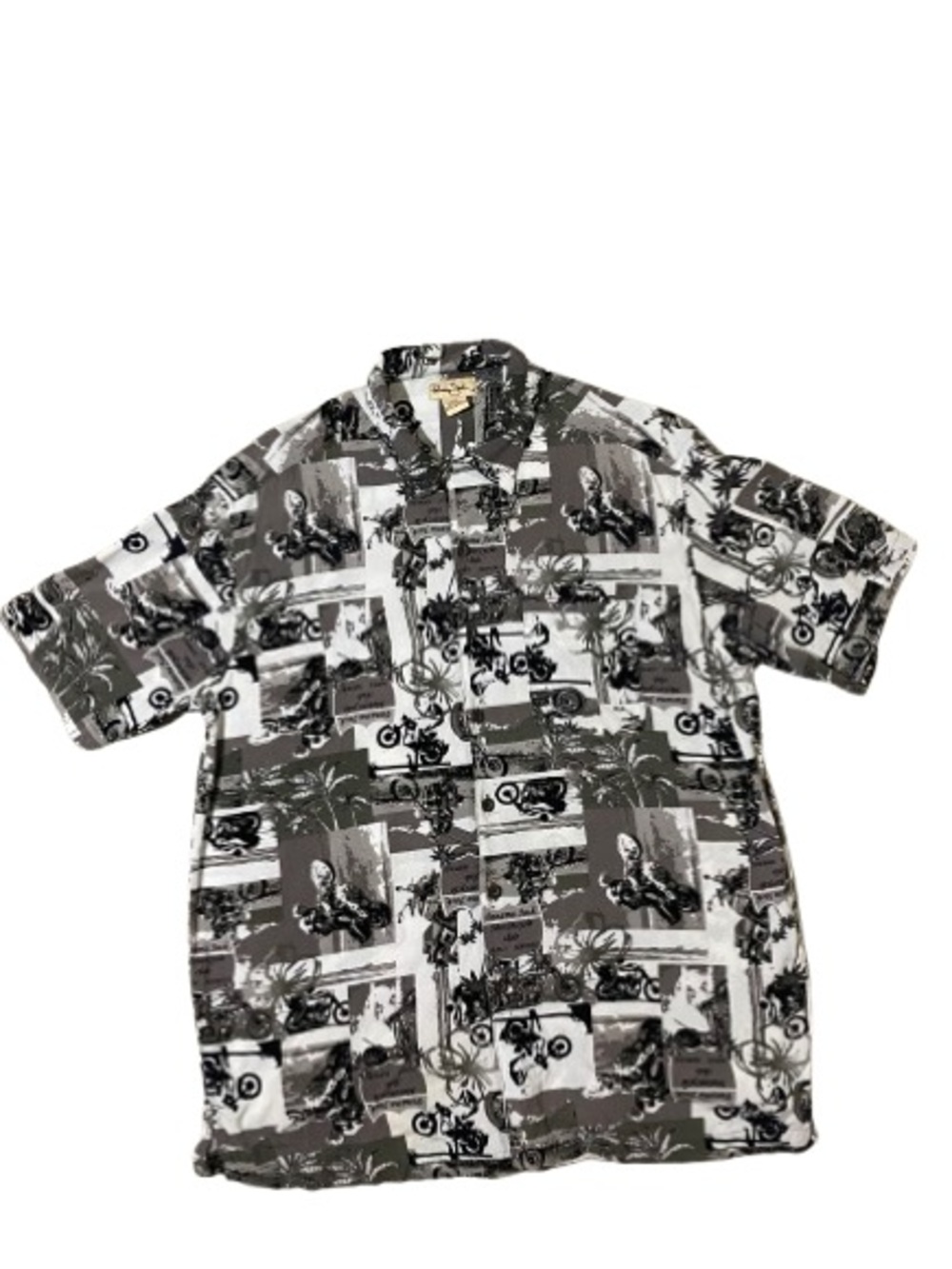 Panama Jack Motorcycle Club Rayon Hawaiian Shirt L